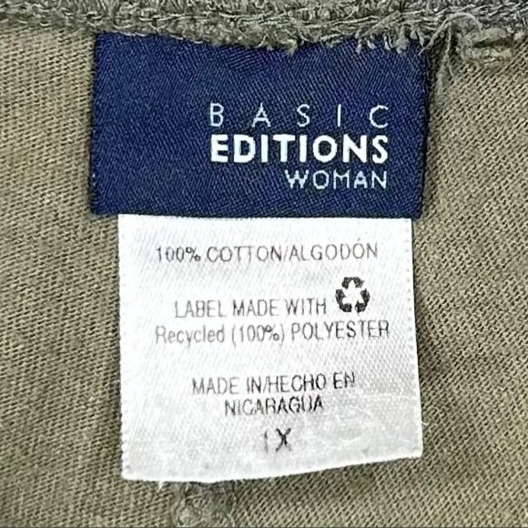 Basic Editions Women's Olive Green 100% Cotton Shorts Plus Size 1X - Picture 5 of 6